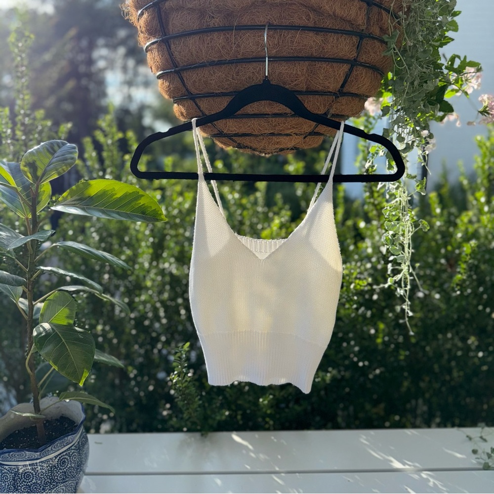 White Knit Spaghetti Strap Top